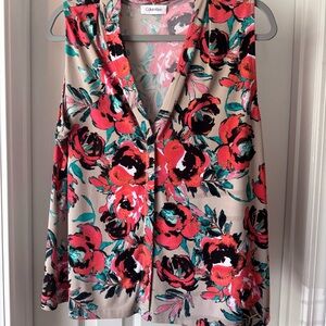 Calvin Klein Floral Sleeveless Blouse